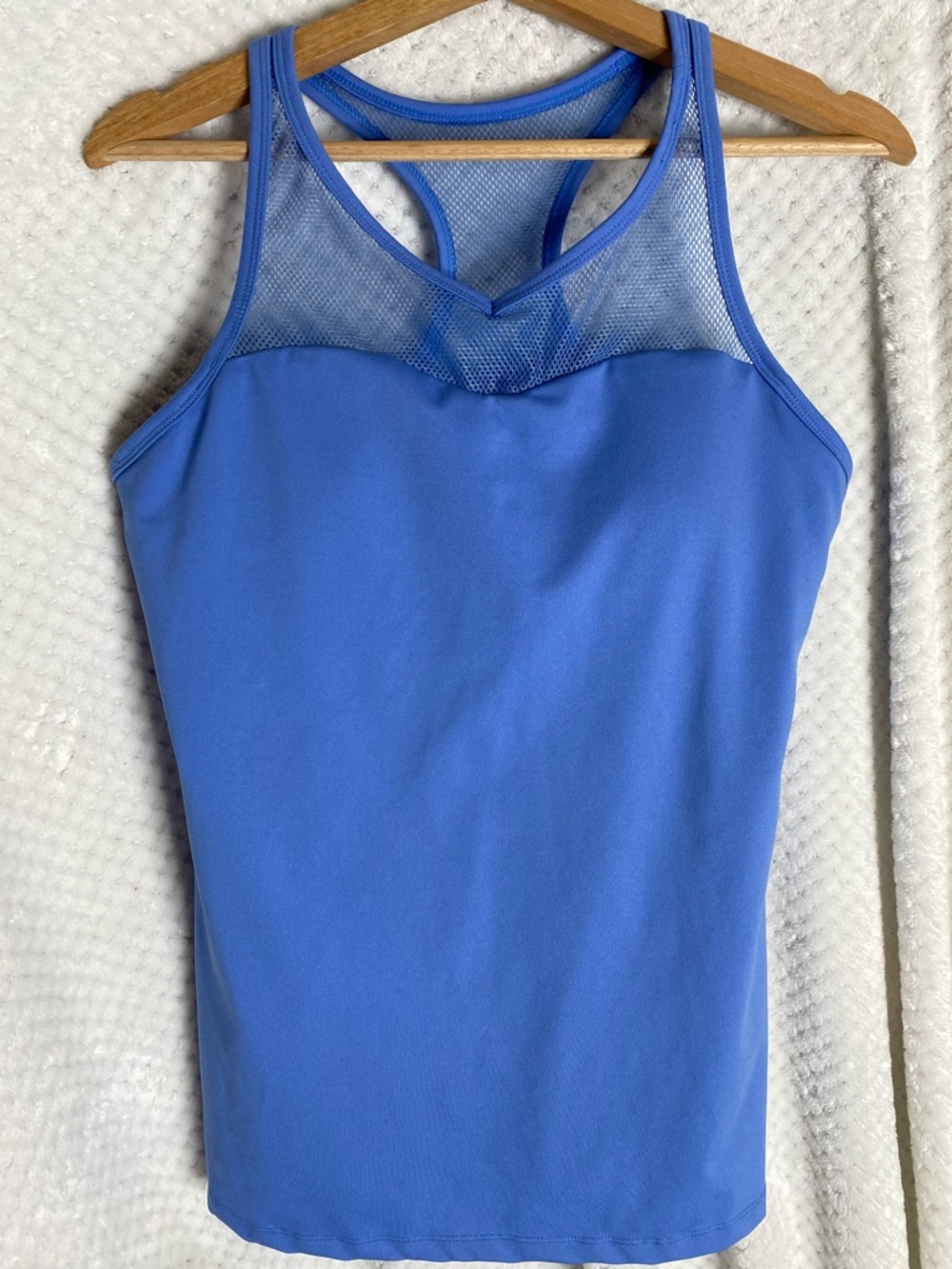 KIAVA  Blue Mesh details Activewear Tank Top